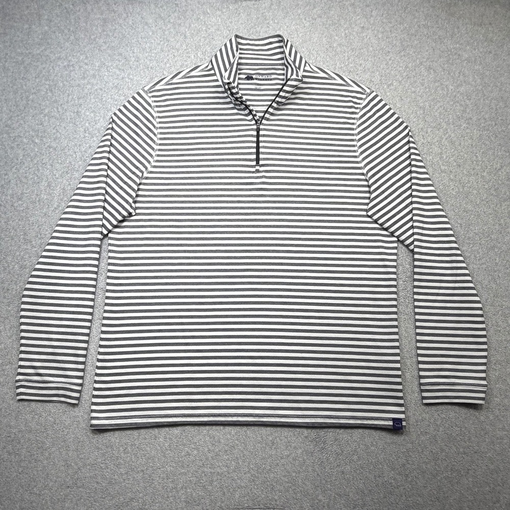 Onward Reserve Pullover Mens Large Gray 1/4 Zip Long Sleeve Striped Performance